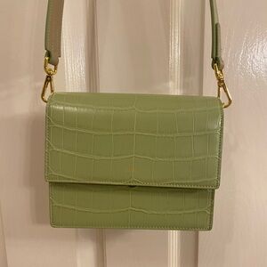 JW PEI Mini Flap Crossbody in Green Croc